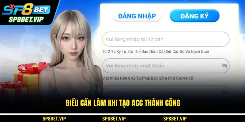 Điều cần làm khi tạo acc thành công